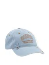 Ganni Logo-embroidered Denim Cap In Blue