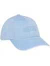 Ganni Logo-embroidered Denim Cap In Blue