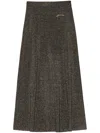 Ganni Metallic Ribbed-knit Maxi Skirt In Grey