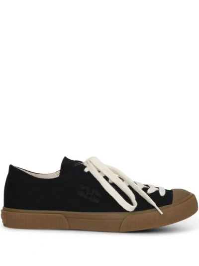 GANNI LOGO-EMBROIDERED ORGANIC COTTON SNEAKERS