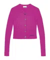 Ganni Pink Mini Ribbed Merino Cardigan In Pink