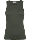 GANNI LOGO-EMBROIDERED RIBBED TANK TOP