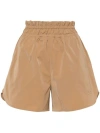 Ganni Light Twill Shorts Tiger's Eye In Brown