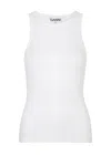 Ganni Soft Cotton Rib Tank Top Bright White In White