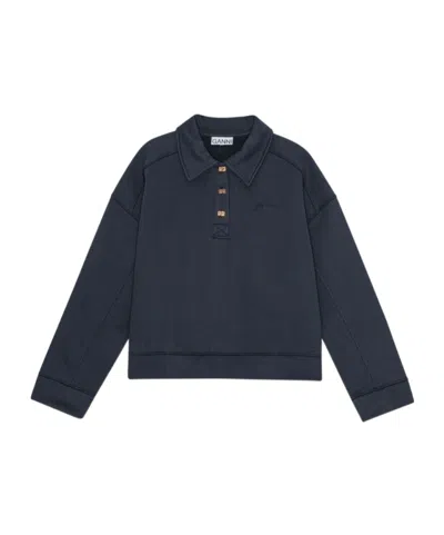 GANNI GANNI LOGO EMBROIDERED SWEATSHIRT