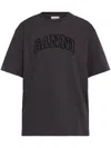 Ganni Embroidered Oversized T In Grey