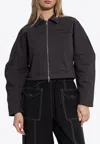 Ganni Collared Neck Panel Detailing Bomber Jacket In Gray