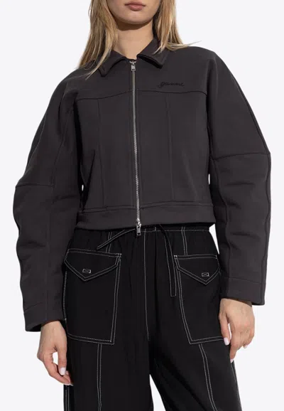 GANNI LOGO EMBROIDERED ZIP-UP JACKETS