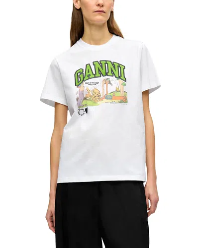 Ganni Logo Graphic Tee In Bright White