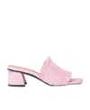 Ganni Pink Smocked Block Heel Sandals In Pink