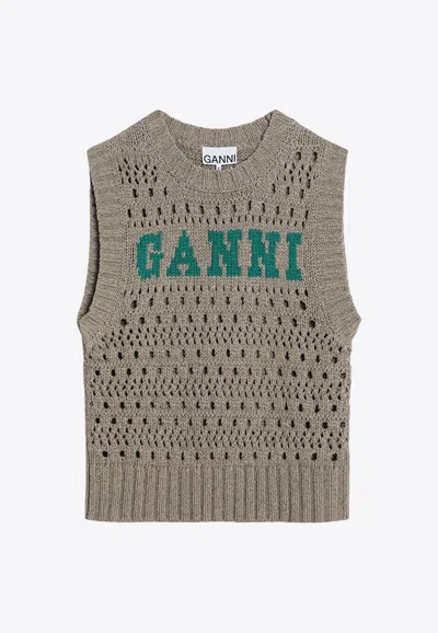 GANNI LOGO INLAY PERFORATED VEST