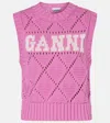 Ganni Logo Intarsia Cotton-blend Sweater Vest In Pink