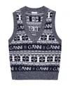 Ganni Logo-intarsia Knitted Vest In Black
