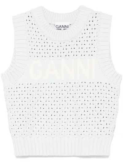 GANNI LOGO-INTARSIA VEST