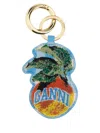 Ganni Multicolour Recycled Leather Key Holders In Brown