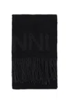 Ganni Logo Lettering Scarf In Black