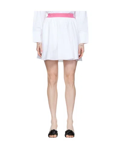 Ganni Logo Miniskirt In White