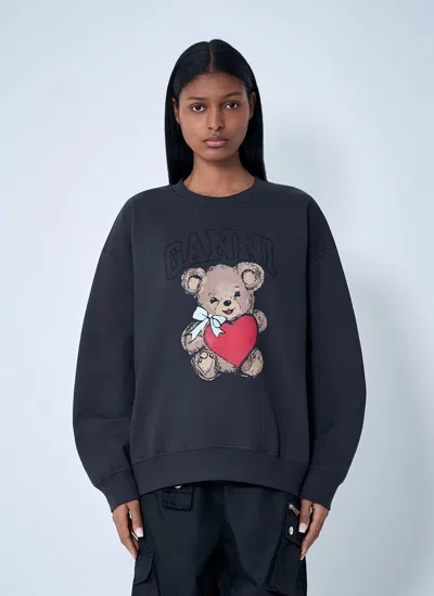 Ganni Logo Motif Sweatshirt In Blue