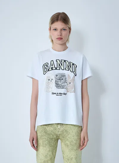 GANNI LOGO MOTIF T-SHIRT