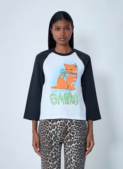 GANNI LOGO MOTIF T-SHIRT