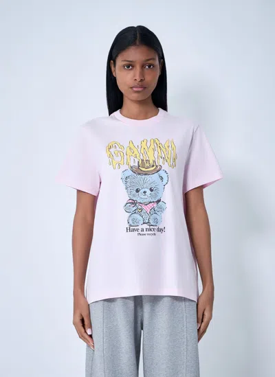 Ganni Logo Motif T-shirt In Multi
