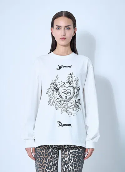 GANNI LOGO MOTIF T-SHIRT