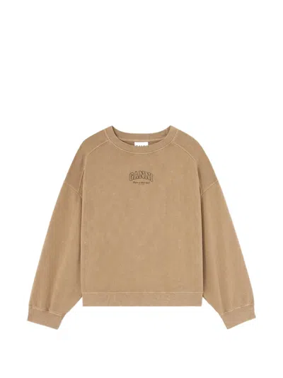 Ganni Logo Sweatshirt In Neutral