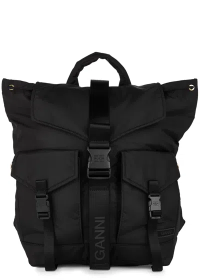 Ganni Logo Nylon Backpack In Pattern
