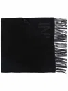 GANNI GANNI LOGO ORGANIC WOOL SCARF