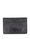 Ganni Logo-patch Card Holder In Gray