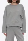 Ganni Logo Patch Crewneck Sweatshirt In Gray