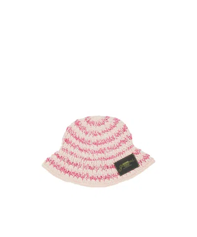 Ganni Logo Patch Crochet-knit Bucket Hat In Multi