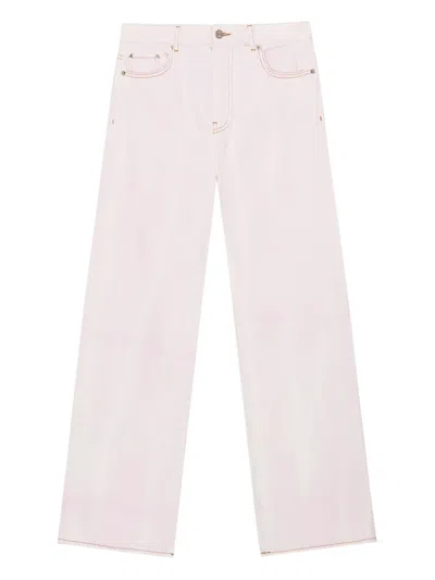 Ganni Logo-patch Jeans In Pink