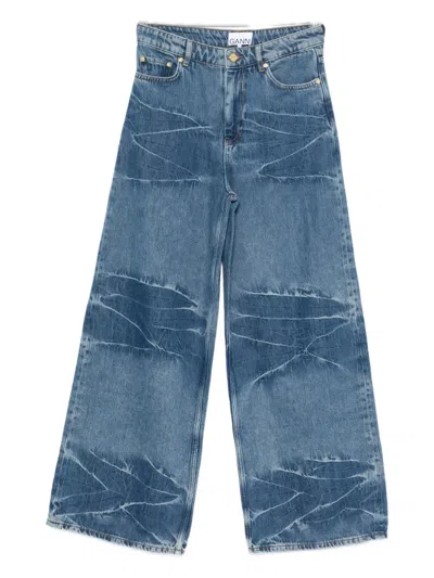 GANNI LOGO-PATCH JEANS
