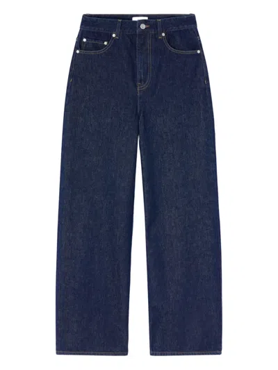 Ganni Essentials Rinse Denim Lari In Blue