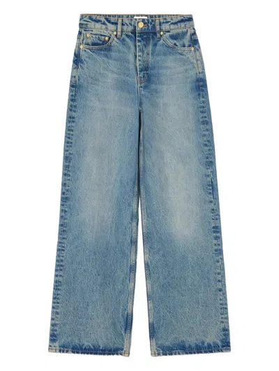 Ganni Logo-patch Jeans In Blue