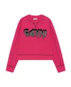 Ganni Logo-patch Organic Cotton Sweatshirt In Pink
