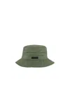 Ganni Logo-patch Quilted Bucket Hat In Green