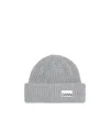 Ganni Gray Oversized Wool Rib Knit Beanie In Gray