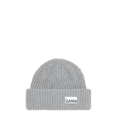 GANNI GANNI LOGO PATCH OVERSIZED BEANIE