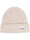 Ganni Berretto A Coste Con Applicazione In Nude
