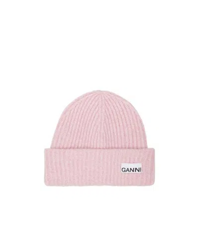 GANNI GANNI LOGO PATCH OVERSIZED BEANIE