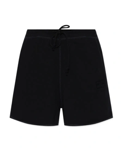 GANNI GANNI LOGO-EMBROIDERED DRAWSTRING SHORTS