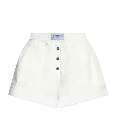 Ganni Organic Cotton Elasticated Shorts In White