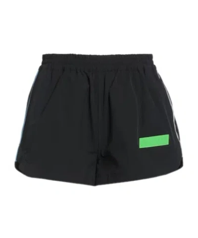 Ganni Logo Patch Shorts In Black