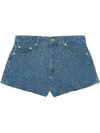 Ganni Shorts Mit Logo-patch In Blau