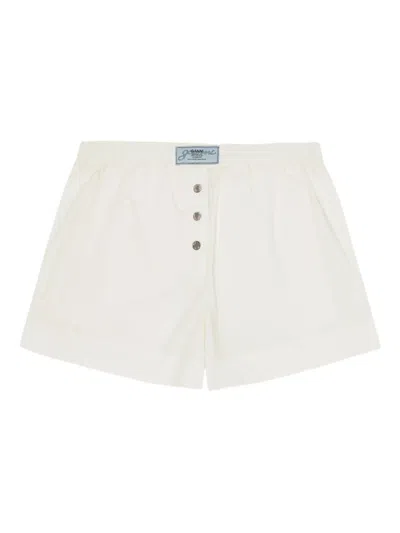 Ganni Logo-patch Shorts In White