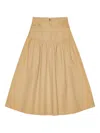 Ganni Womens Pale Khaki Summer Suiting Gathered Cotton And Linen Midi Skirt In Nude