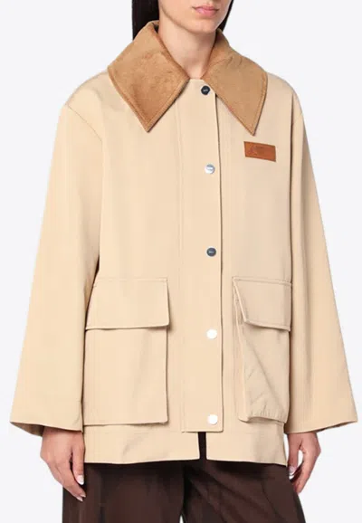 GANNI LOGO PATCH TWILL JACKET