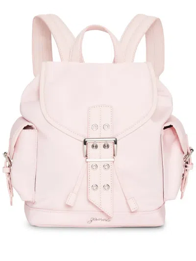 Ganni Logo-plaque Backpack In Pink